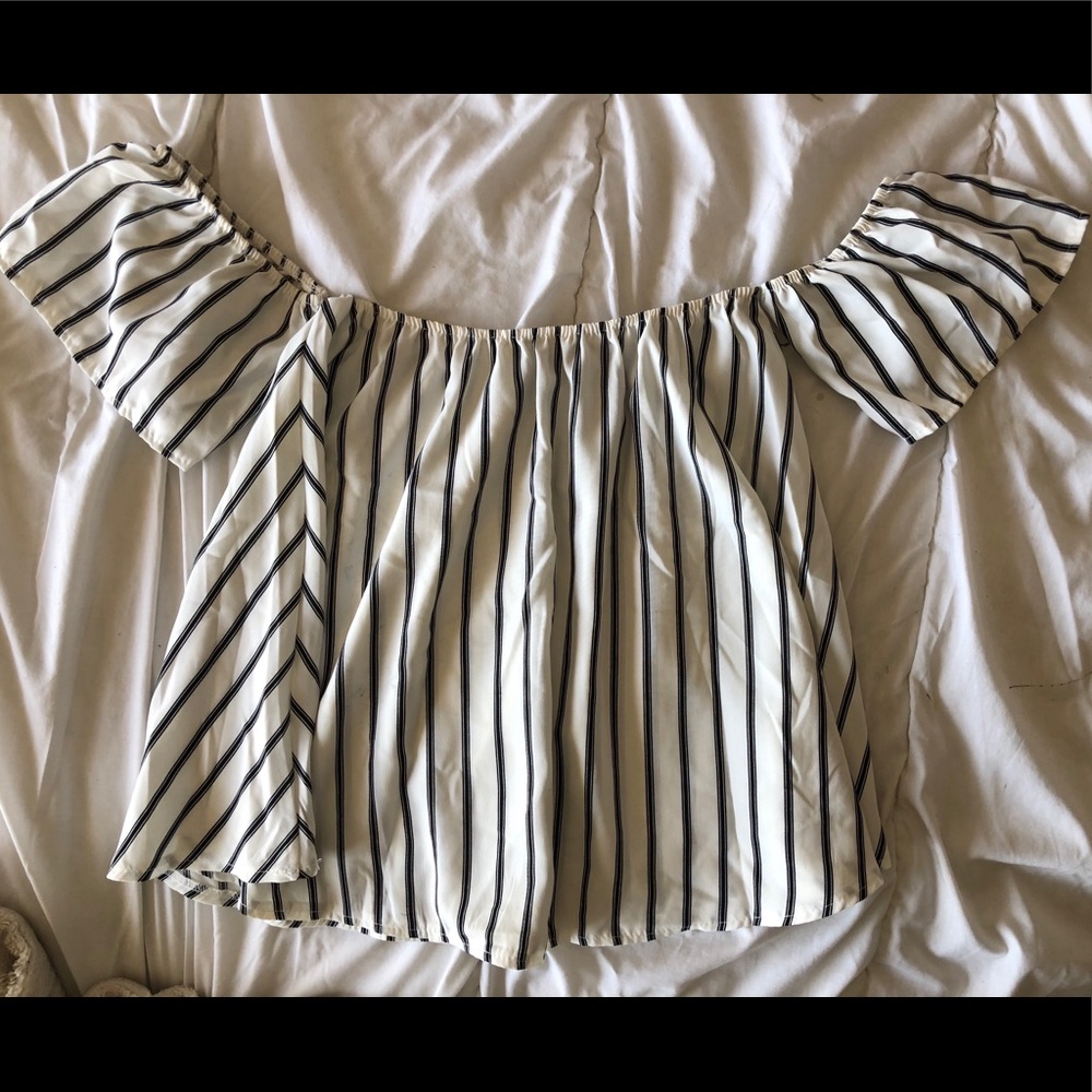 Pinstripe Off The Shoulder Top